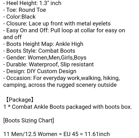 Butterfly Boots Womens Mens Combat Boots Lace Up Ankle Boot Waterproof Anti-Slip - Picture 8 of 8